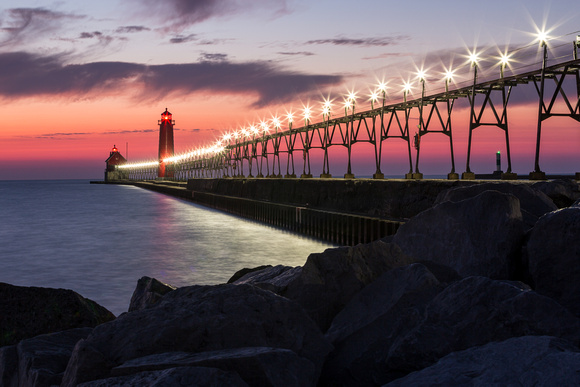 Grand Haven pier after sunset