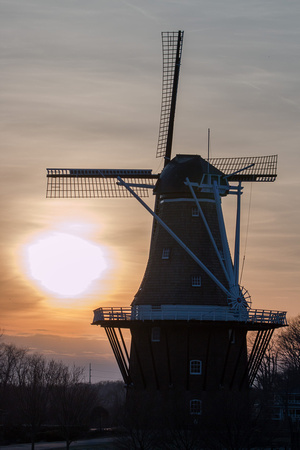 DeZwaan Windmill at sunset